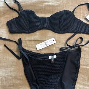 J. Crew Black Crochet Bikini Top